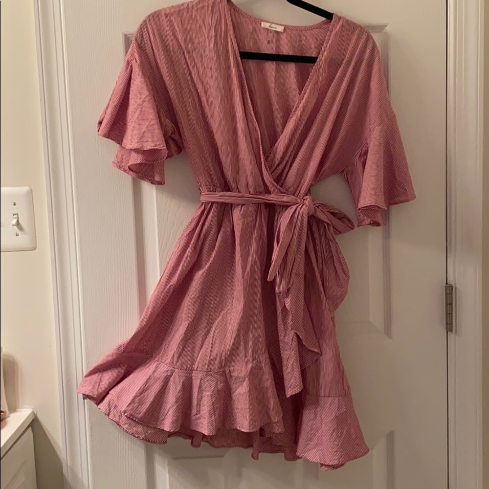 Red&white striped ruffle wrap dress from nordstrom